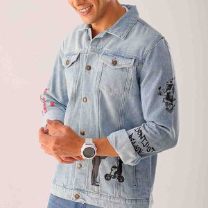 Veste en jean délavée à prix raisonnable, veste en denim pour homme, tenue de qualité, veste en denim pour homme - Product Image 2