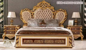 Cama King Size de Diseño Taj y Muebles de Dormitorio, Cama Antigua Completamente Tallada con Mesa de Noche, Cama de Dormitorio Principal Lujosa Tallada a Mano - Product Image 5