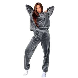 Ensemble de survêtement en velours pour homme, 100% coton, sweat à capuche à manches longues et pantalon, tenue deux pièces, logo personnalisé, décontracté d'hiver - Product Image 1