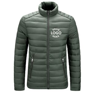 Custom Logo Wholesale Outdoor Winter Warm Canvas Stand Collar Front Logo Bubble Puffer Jacket for Men - Product Image 4