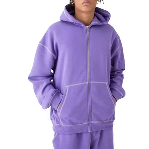 High Quality Cotton Boxy Zip-up <b>Hoodie</b> Heavyweight Oversized Double Zipper <b>Hoodie</b> For Online Sale - Product Image 1