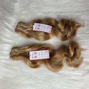 EXTENSIONS brésiliennes naturelles ondulées, DOUBLE tissage, cheveux vierges, mélange de couleurs marron, blond PIANO, cuticules alignées - Product Image 5