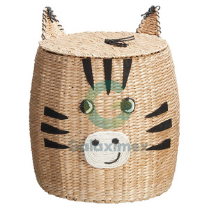 Galaximex Children's Seagrass <b>Storage</b> <b>Basket</b> Recycled Plastic 100% Cotton Fabric Shape Detachable Design for Home <b>Bathroom</b> Use - Product Image 6