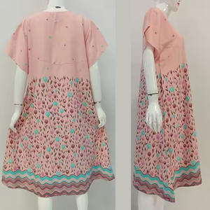 เดรสแม็กซี่สไตล์วินเทจฤดูร้อนเรียบง่ายสำหรับคนหนุ่มสาวมีสไตล์ลายดอกไม้หลวมวัสดุเบารับประกันคุณภาพแฟชั่นที่เรียบง่าย - Product Image 4