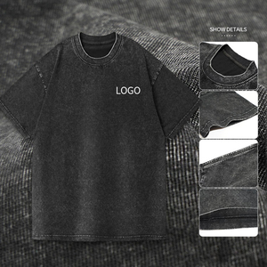 Logotipo personalizado lavado con ácido Vintage hombres camiseta en blanco pesado de gran tamaño de algodón francés Terry venta al por mayor lavado ácido camiseta Streetwear - Product Image 3