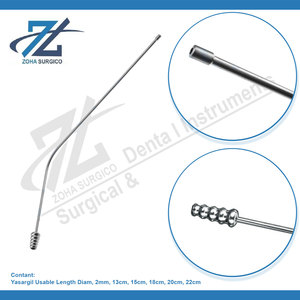 Yasargil Tubo de succión de acero inoxidable de 2mm y 22cm con cubo de señuelo Instrumentos quirúrgicos básicos del principal fabricante pakistaní - Product Image 3