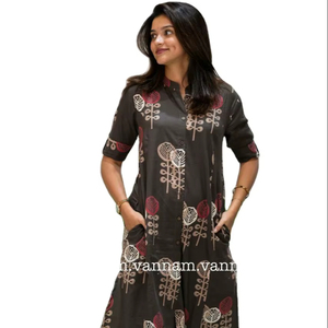 ชุดกระโปรงยาวถึงเข่าพิเศษพิมพ์ลายวัฒนธรรมสมัยใหม่สีกาแฟชุดปาร์ตี้สำหรับผู้หญิงหรือเด็กผู้หญิง - Product Image 1