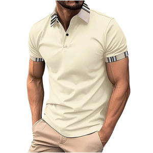 Camiseta informal transpirable de manga corta sólida para hombre, Polo de secado rápido que absorbe la humedad, camiseta estampada a la moda Turndown Plus - Product Image 4