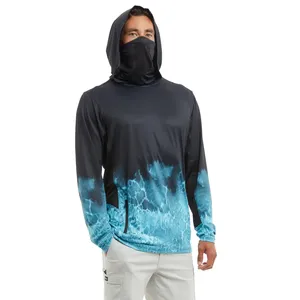 Sweat-shirt à capuche pour homme avec imprimé dégradé, manches longues, pull à capuche décontracté, vêtements de sport d'extérieur avec motif bleu - Product Image 3