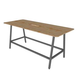 Minimalist 240x100x105cm Standing Conference <b>Table</b> with A-<b>Shaped</b> Iron Legs Rubber Wood HBMN037 for Office Furniture - Product Image 2