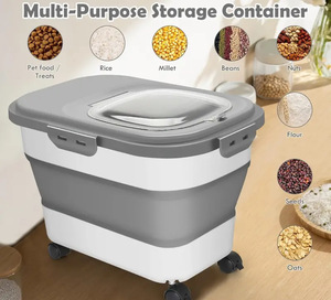 Récipient de stockage d'aliments pour animaux de compagnie pliable, étanche à l'humidité, design hermétique de 20L, distributeur de nourriture pour chien et chat - Product Image 6