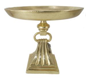 Cuenco de pedestal de metal dorado adornado | Centro de mesa elevado decorativo - Product Image 4