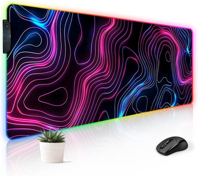 RGB LED Gaming Mouse Pad Large 30x12'' XXL Wireless Charging Cute Modern Design Gamer Men Boys Desktop Computer in Stock