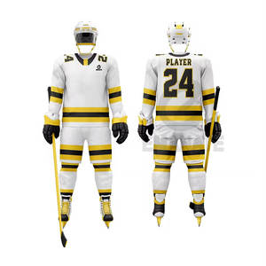 Tenues de hockey sur glace confortables, avec patchs personnalisés, tissu 100 % polyester, antibactérien, séchage rapide, respirant et durable - Product Image 1