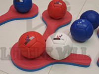 Ensemble de boules de boccia de haute qualité avec sac de transport, poches rouge, bleu, blanc, kit d'arbitre, pagaie, calibre, ruban, cuir synthétique, logo personnalisé
