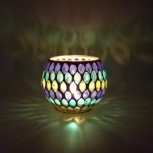 SHMILMH Ensemble de 4 bougeoirs à mosaïque en verre faits à la main, modernes, pour bougies chauffe-plat, pour la maison, décorations de Noël, Diwali, hautement parfumés - Product Image 4