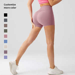 2025 pantalones de entrenamiento de gimnasio de cintura alta personalizados para levantar glúteos, pantalones cortos de Yoga sin costuras para mujeres, transpirables, sólidos de alta calidad - Product Image 2