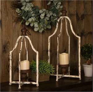 Juego de dos portavelas de hierro para decoración del hogar, conjunto de faroles de alta calidad hechos en la India para Hotel, restaurante, oficina de boda, venta al por mayor - Product Image 5