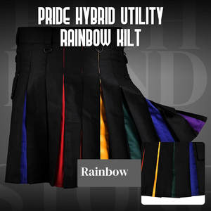 Kilt écossais traditionnel pour homme, kilt hybride en coton noir avec plis arc-en-ciel 2026 - Product Image 2