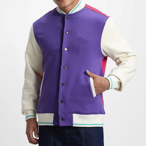 Nueva chaqueta Varsity de Color púrpura para hombre, ropa de lona de lana de invierno para adultos con mangas completas y cuello alto, chaqueta Varsity para hombre, OEM - Product Image 4