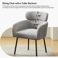 Chaise de salle à manger moderne Offre Spéciale fauteuil en tissu avec dossier et bras incurvés et siège Boucle en laine d'agneau pour salle à manger salon