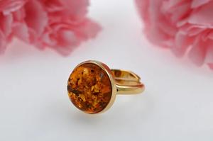 Anillo de ámbar dorado Anillo de ámbar blanco Anillo de oro Anillo de piedra amarilla Anillo de ámbar Báltico Joyería de ámbar Báltico Ámbar antiguo Oro de ámbar - Product Image 4