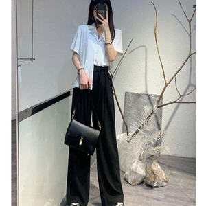 Pantalones anchos estilo ulzzang súper sexys con lazo en un lado, pantalones de cintura alta - Product Image 1