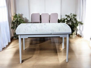 โต๊ะรับประทานอาหารเงาสุกสูงสุดไม้ขาไม้แข็งหลายสีหินอ่อนหน้าโต๊ะขยายสถานที่ประหยัดเฟอร์นิเจอร์อัจฉริยะดีไซน์ล่าสุด - Product Image 2