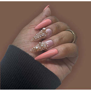 Unghie Artificiali con Perle Eleganti e Chic - Product Image 2