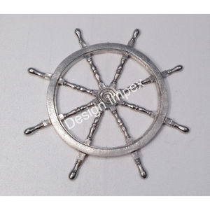 Nickle Plated Ship Wheel Sculpture <b>Decorative</b> <b>Object</b> Wholesale Nautical Style Premium Grade Ship Wheel Marine Home Decor Supply - Product Image 6