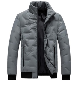 Venta caliente gruesa cálida chaqueta de invierno Slim Fit con color gris personalizado OEM ODM clásico cremallera chaqueta acolchada abrigo para hombres - Product Image 1