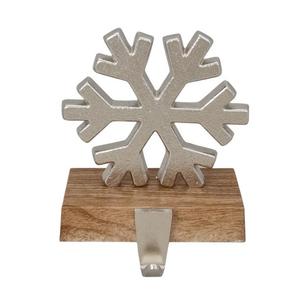 Base de madera Metal Aluminio Festival Decoración Ornamento Venta caliente Adorno de Navidad Copo de nieve Colgante - Product Image 1