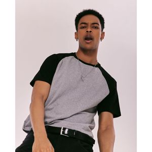 Classic <b>Raglan</b> <b>Sleeve</b> <b>T</b>-<b>Shirt</b> with Contrast Color Drop Shoulder 100% Cotton Jersey Blank Tee - Product Image 6