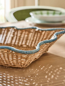 Bandeja de pan rectangular de ratán tejido cesta de servicio de mimbre rústico para desayuno y decoración del hogar - Product Image 5