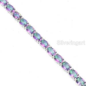 Bracelet pour femme en topaze mystique naturelle, cadeau de mariage, anniversaire, Noël, bijoux faits à la main, bracelet en argent sterling 925 - Product Image 2