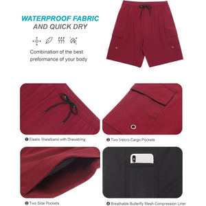 Pantalones cortos de baño de playa 2 en 1 para hombre de talla grande de secado rápido, bañadores impermeables estampados con bolsillo - Product Image 5