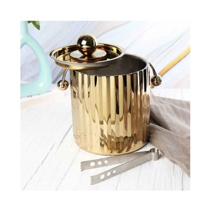 Cubo de hielo único, cubo de hielo de doble pared de acero con pinzas, fabricación de color negro y dorado a precio de fábrica - Product Image 3