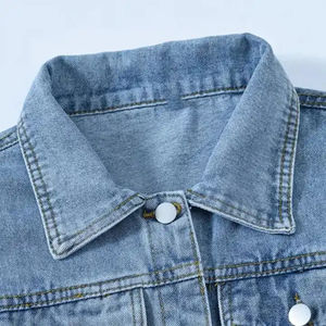 2024 femmes léger lavage manches plaquées Denim Jean veste femmes vêtements d'extérieur décontractés automne veste Denim poches Denim veste manteau OEM - Product Image 2