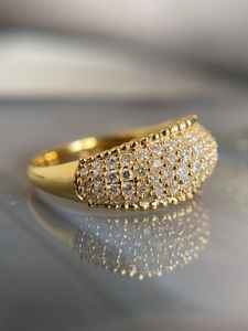 Anillo de Diamante Cultivado en Laboratorio, Oro Amarillo de 14K, Corte Brillante, Engaste Pavé, Diseño Geométrico Único, Unisex, Regalo para Fiestas, Bodas y Otras Ocasiones - Product Image 3