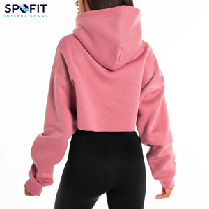 Sudadera Corta con Capucha para Mujer, 100% Algodón, Felpa, Mangas Largas, Secado Rápido, Transpirable, Ropa Urbana - Product Image 4