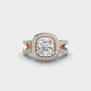 แหวนมอสซาไนต์ทรงกลม 3 กะรัต ประดับเพชรแบบฮาโล วงแหวนแยกชิ้น ทอง 14K รับรองโดย IGI ของขวัญวันสตรี ราคาโรงงาน - Product Image 1