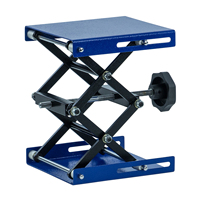 Cric de laboratoire métallique bleu RADICAL avec mécanisme à ciseaux à vis et hauteur de 60 mm
