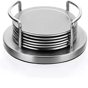 Stainless Steel Classic Eco-Friendly <b>Set</b> of <b>6</b> Coasters for Kitchen Tea Coffee Dining Table Top Decor by Decor Impex - Product Image 1