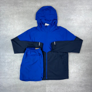 Short coupe-vent 2 pièces et veste de survêtement personnalisés OEM pour hommes ensemble streetwear réfléchissant en nylon à fermeture éclair - Product Image 4