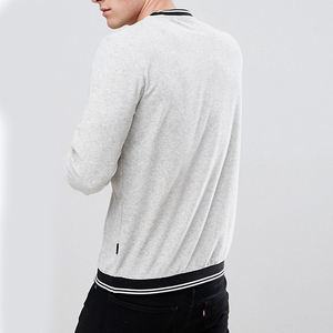 Sweat-shirt à col rond en coton gris 100% avec bordure en tricot côtelé personnalisé, sweat-shirt uni sans capuche pour homme, sweat-shirt streetwear pour l'hiver - Product Image 4