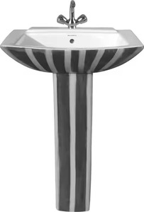 <b>Zebra</b> Pattern Porcelain Pedestal Wash Basin Vinus Set Black White Lavabo Sink Stand Bathroom India Design - Product Image 2
