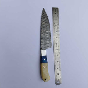 Couteau de chef professionnel Damas Couteaux de cuisine en acier pleine soie avec couvercle en cuir - Product Image 2