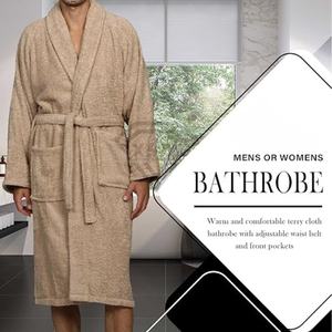 Albornoz de franela de lujo 100%, bata de felpa de seda de algodón con gofres gruesos para mujeres y hombres, estilo informal de verano para parejas o uso en hoteles - Product Image 3