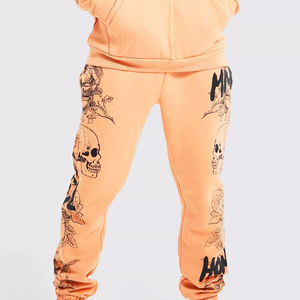 100% nuevo estilo de chándal de algodón personalizado para hombres de dos piezas con capucha de gran tamaño chándal francés Terry con estampado de soplo chándales - Product Image 3