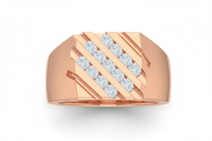 Anillo de diamantes de corte brillante redondo con engaste moderno en oro de 14 quilates chapado en rodio para hombre - Product Image 4